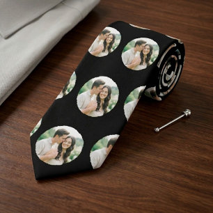 Custom Photo Pattern Wedding Tie, Personalised Neck Tie