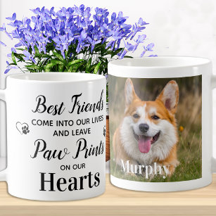 Custom Photo Paw Prints on our Hearts Pet Memorial Coffee Mug