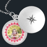 Custom Photo Peachy Heart Circle Frame Locket Necklace<br><div class="desc">The design has heart circle frame on center and rmodern calligraphy texts underneath which can be customized to your preference. Replace the picture in the center with your own photo. It will make a lovely custom made gifts for your family and friends or for your own keepsake.</div>