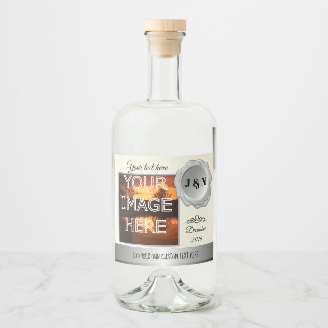 Custom Photo Personalised Gin Liquor Bottle Label (Front)