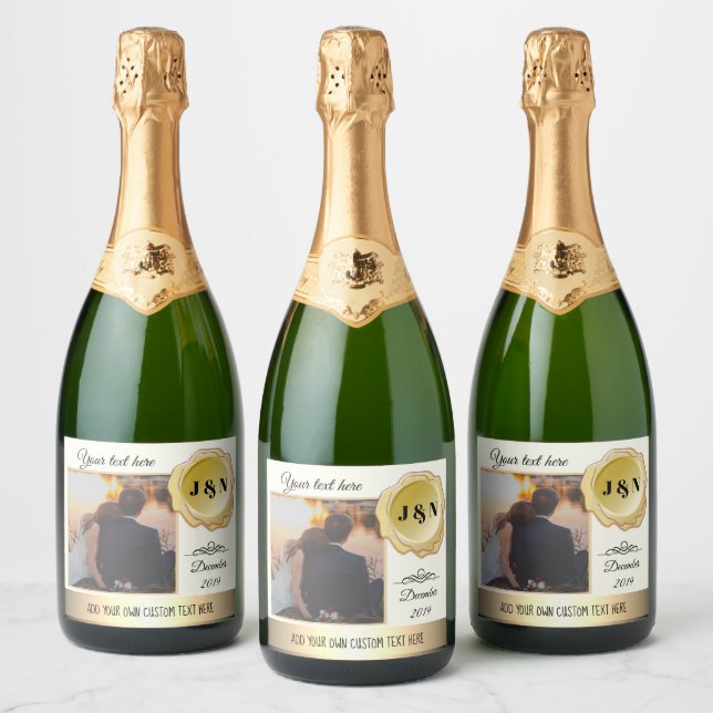 Custom Photo Personalised Sparkling Wine Bottle La Label (Bottles)
