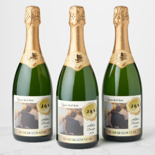Custom Photo Personalised Sparkling Wine Bottle Label