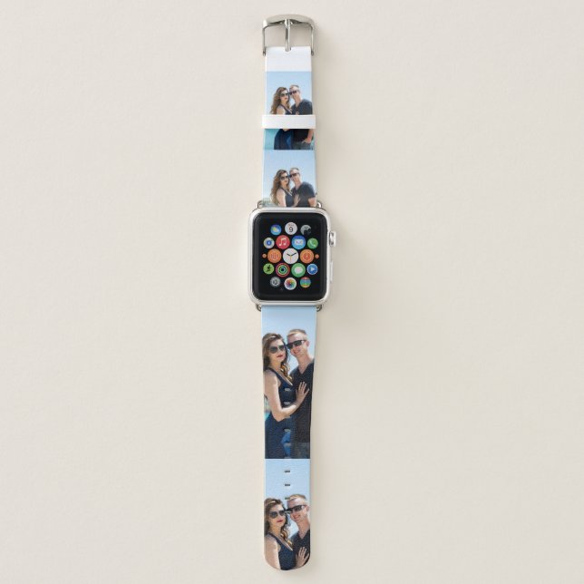 Custom Photo Personalize Couple Family Add Picture Apple Watch Band (Front)