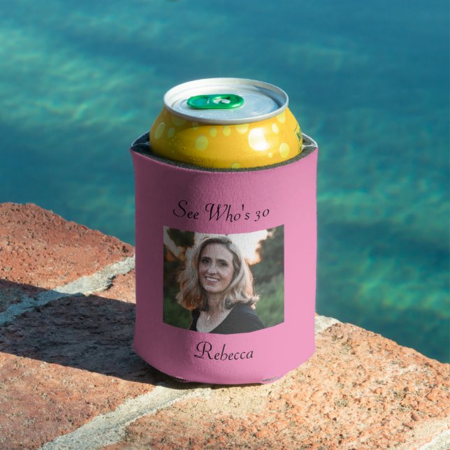 Custom Photo Personalized 30th Birthday Can Cooler (In Situ Pool)
