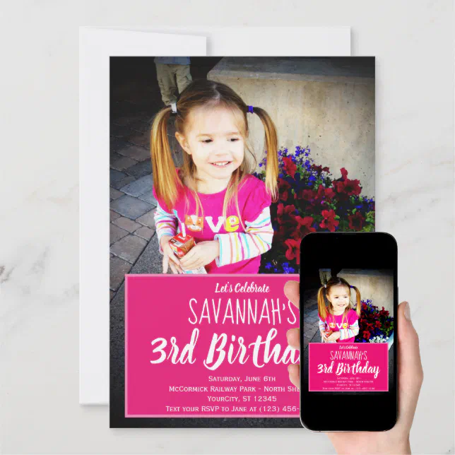 Custom Photo Personalized Birthday Party Invitation Zazzle