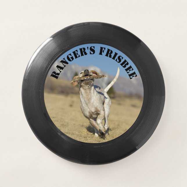Custom Photo Personalized Black Stencil Dog Wham-O Frisbee (Front)