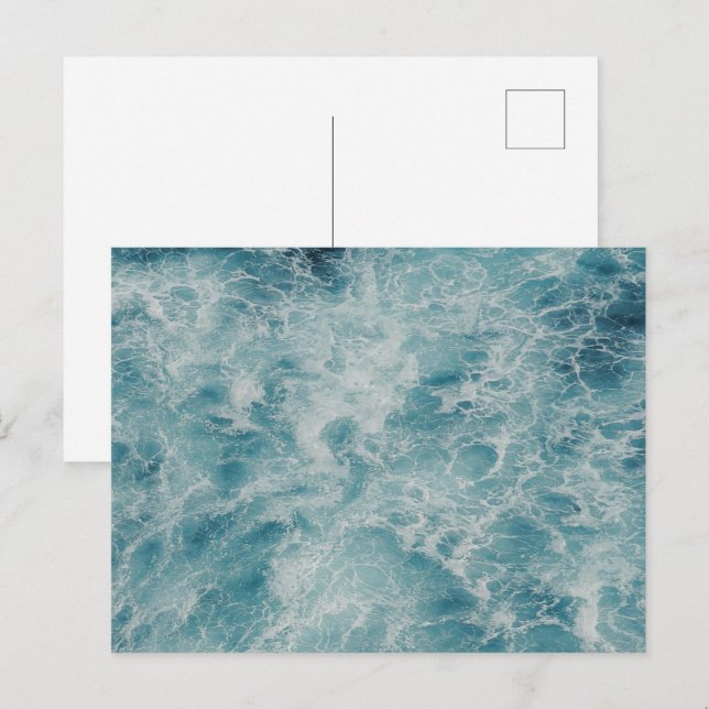 Custom Photo Personalized Blue Beach Waves Holiday Postcard (Front/Back)