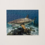 Custom Photo Personalized blue white shark fish    Jigsaw Puzzle<br><div class="desc">Custom Photo Personalized blue white shark fish jigsaw puzzle</div>
