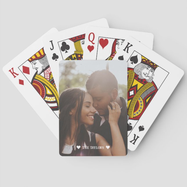 Custom Photo Personalized Couple Love Heart Poker Cards (Back)