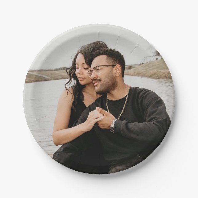 Custom Photo Personalized Couple Picture Paper Plates (Front)