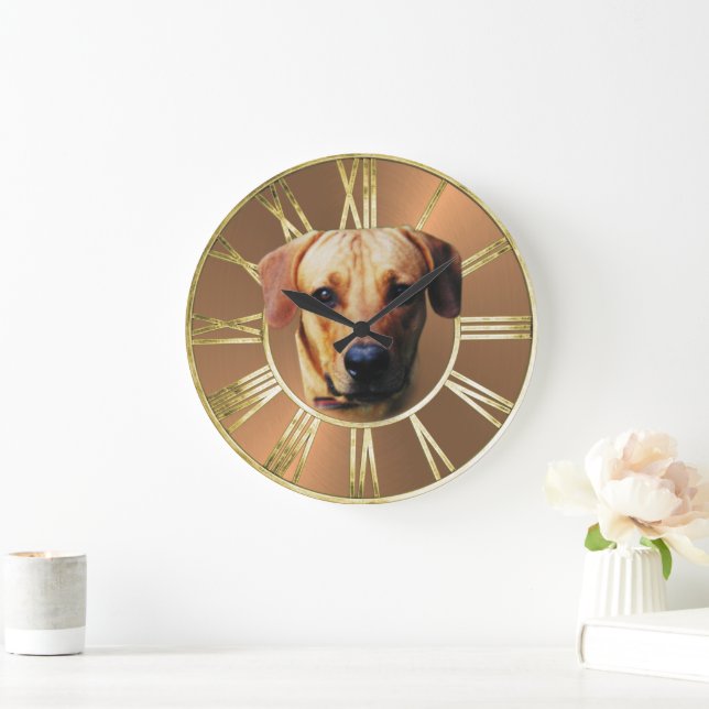 Custom Photo Personalized Dog Face Large Clock (Home)