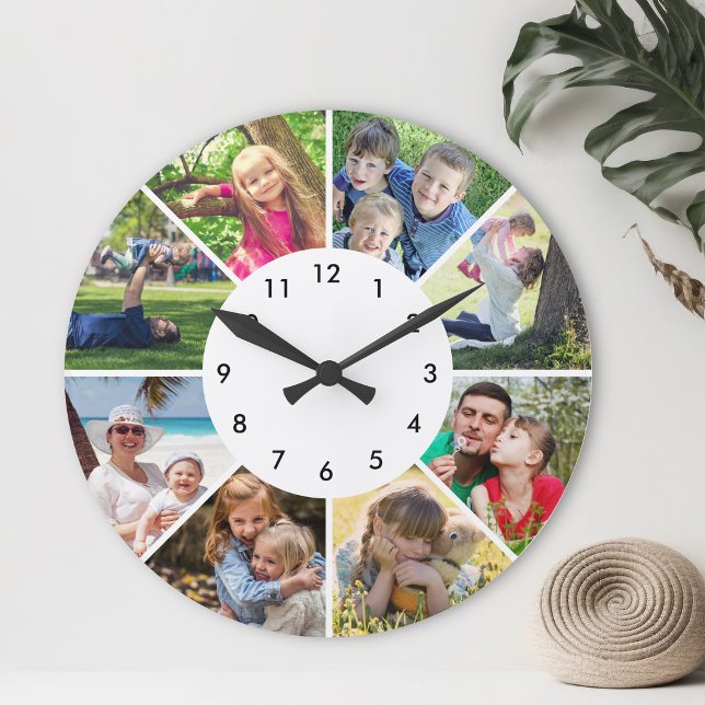 Custom Photo Personalized Family Children Friends Round Clock (Creator Uploaded)