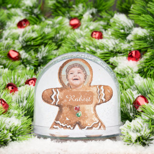 Custom photo personalized gingerbread man  snow globe