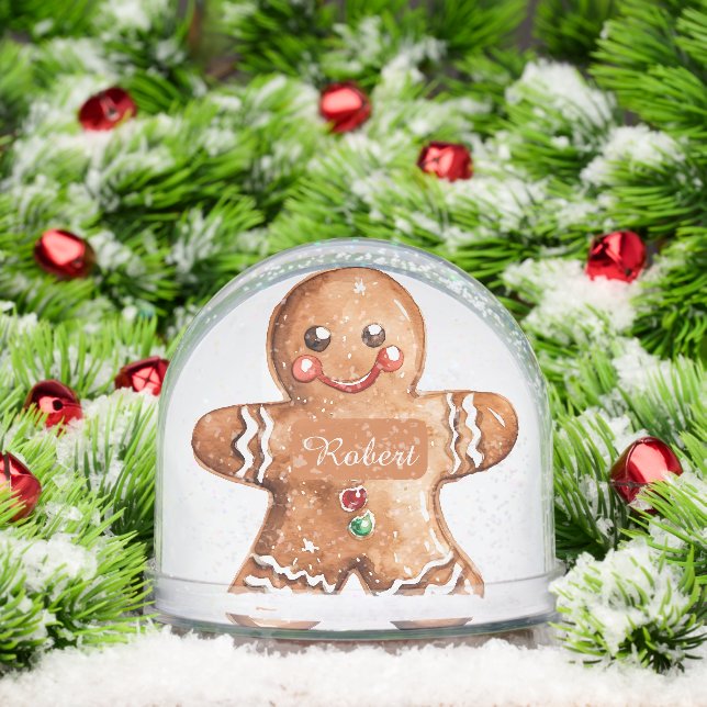 Custom photo personalized gingerbread man  snow globe (Christmas)