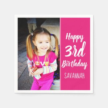 Custom Photo Personalized Happy Birthday Napkin by azlaird at Zazzle