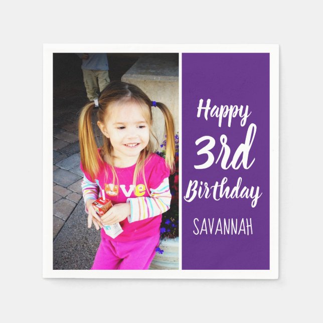 Custom Photo Personalized Happy Birthday Napkin (Front)