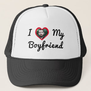 Custom Photo Personalized I Love My Boyfriend Trucker Hat