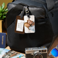 Custom Photo Personalized Identification Brown Luggage Tag