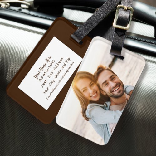 Custom Photo Personalized Identification Brown Luggage Tag