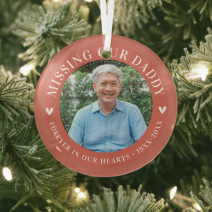 Custom Photo Personalized Memorial Death Glass Ornament