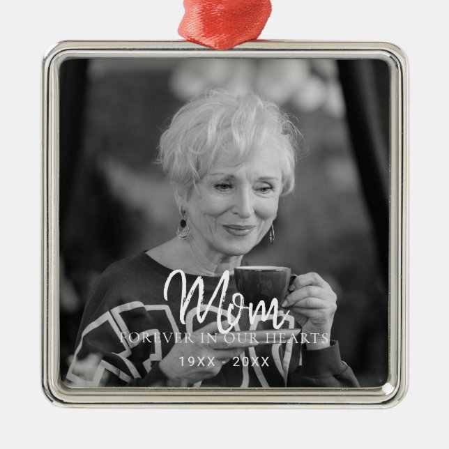 Custom Photo Personalized Memorial Death Metal Ornament (Front)