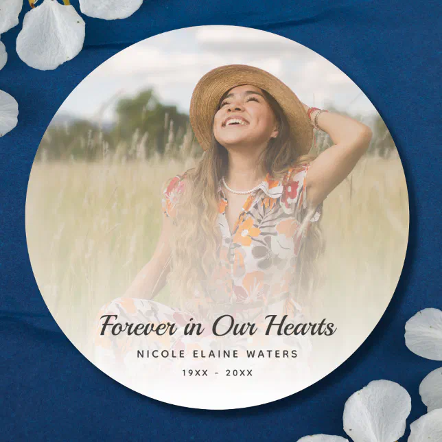 Funeral Sticker Cd R File Custom Photo Personalized Memorial funeral death Classic Round Sticker ...