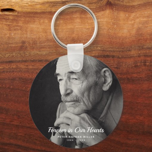 Custom Photo Personalized Memorial funeral death Keychain Zazzle