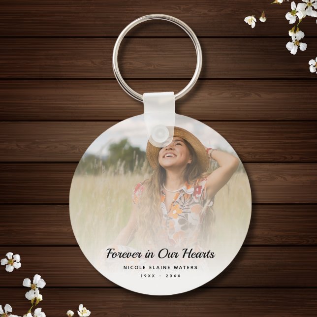 Custom Photo Personalized Memorial Funeral Tribute Keychain (Photo Memorial Keychain)