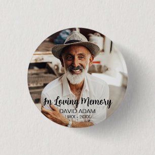 Custom Photo Personalized Memorial Tribute Funeral Button