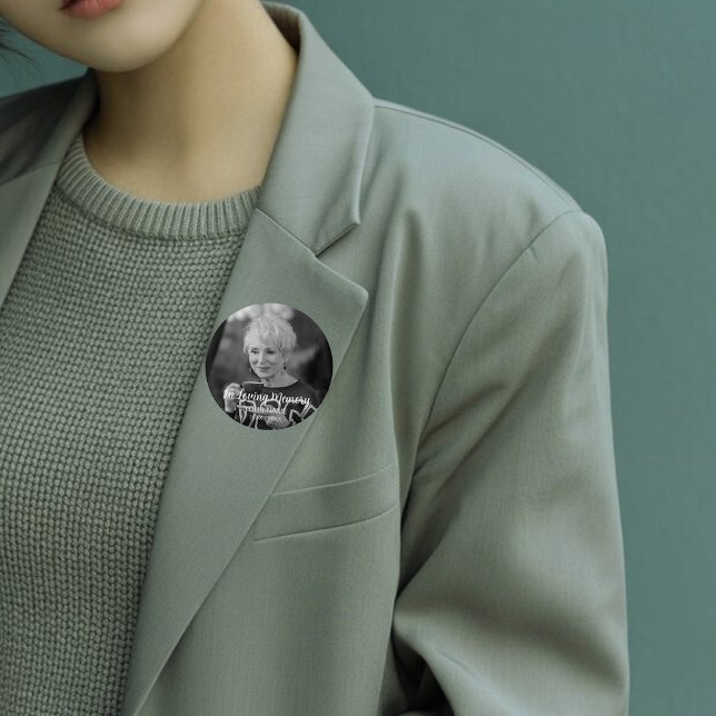 Custom Photo Personalized Memorial Tribute Funeral Button (Creator Uploaded)