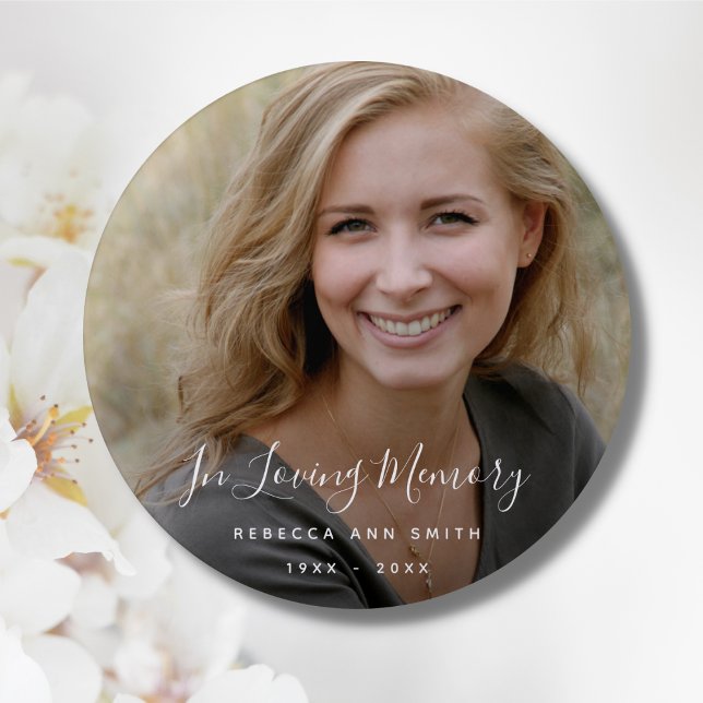 Custom Photo Personalized Memorial Tribute Funeral Button ("In Loving Memory" Photo Memorial Button)