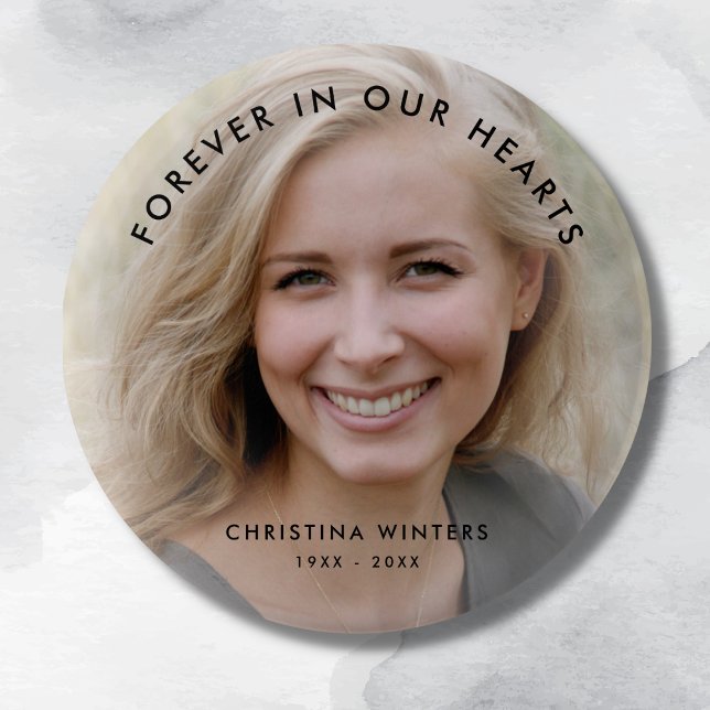 Custom Photo Personalized Memorial Tribute Funeral Button (Photo Memorial Button )