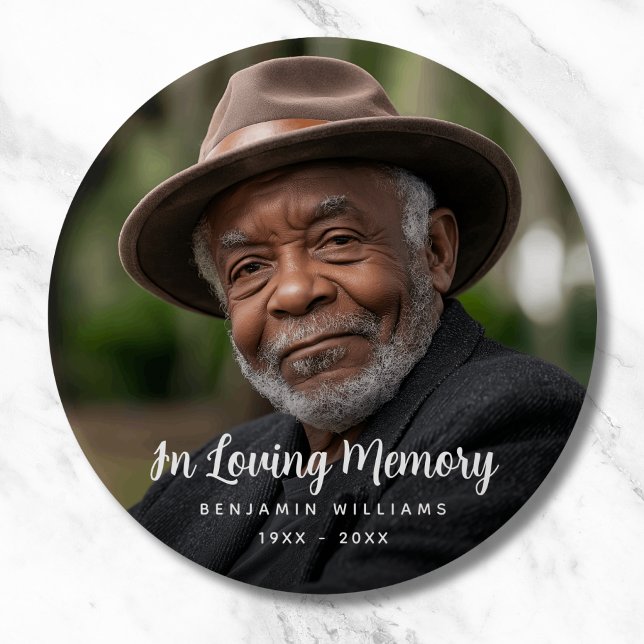 Custom Photo Personalized Memorial Tribute Funeral Button (Photo Memorial Button)