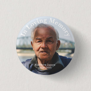 Custom Photo Personalized Memorial Tribute Funeral Button