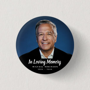 Custom Photo Personalized Memorial Tribute Funeral Button