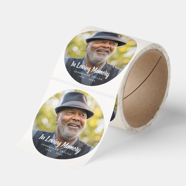 Custom Photo Personalized Memorial Tribute Funeral Classic Round Sticker (Roll)