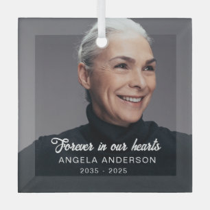 Custom Photo Personalized Memorial Tribute Funeral Glass Ornament