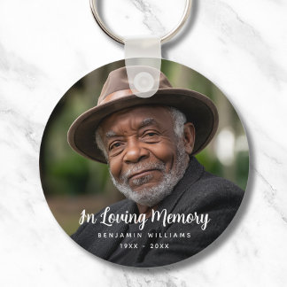 Custom Photo Personalized Memorial Tribute Funeral Keychain