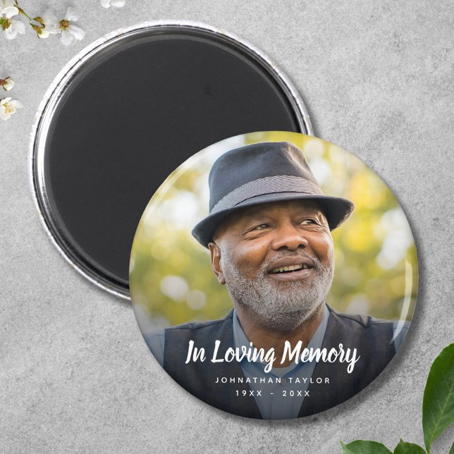 Custom Photo Personalized Memorial Tribute Funeral Magnet (Photo Memorial Button)