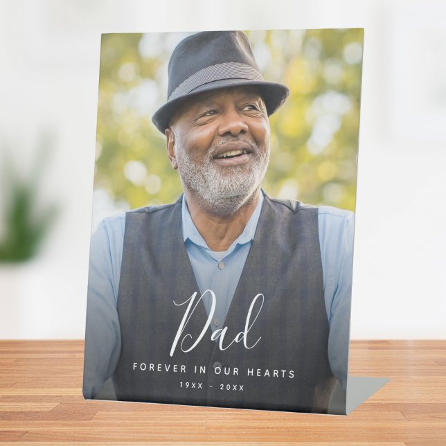 Custom Photo Personalized Memorial Tribute Funeral Pedestal Sign (Dad Photo Memorial Sign)