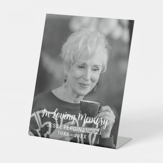 Custom Photo Personalized Memorial Tribute Funeral Pedestal Sign (Front)