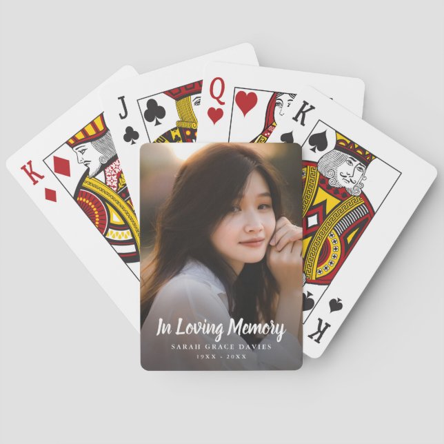 Custom Photo Personalized Memorial Tribute Funeral Poker Cards (Back)