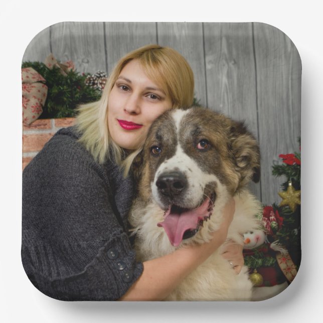 Custom Photo Personalized Modern Paper Plates (Front)