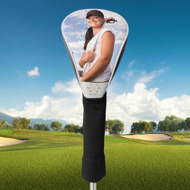 Custom Photo | Personalized Monogram Golf Lady Golf Head Cover (Creator Uploaded)