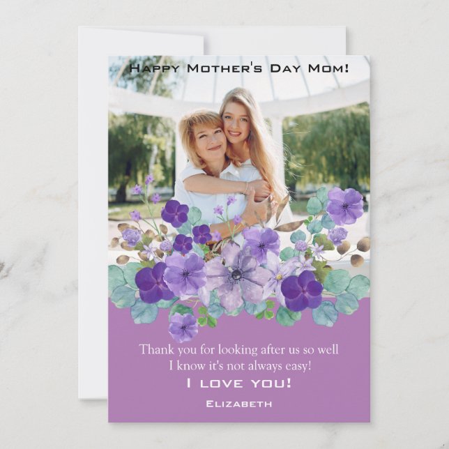Custom Photo Personalized Mothers day Holiday Card (Front)