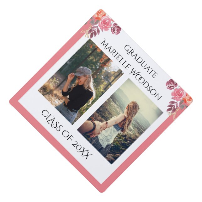Custom Photo Personalized Name And Class Graduation Cap Topper (Front)