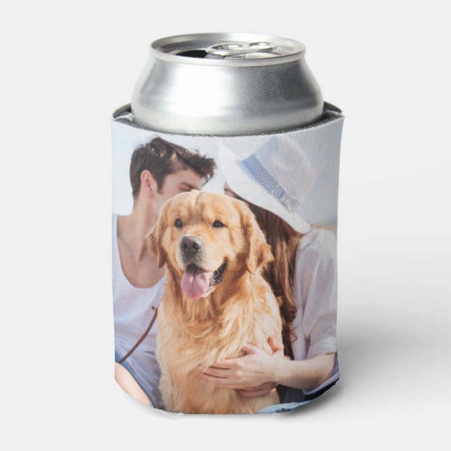 Custom Photo Personalized Name Date Wedding Can Cooler (Can Front)