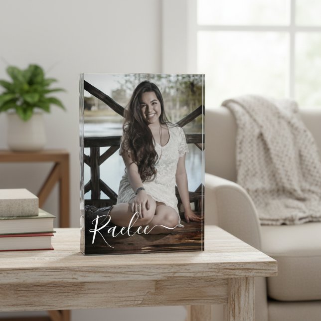 Custom Photo Personalized Name Elegant Keepsake Block (Custom Photo Personalized Name Elegant Keepsake)