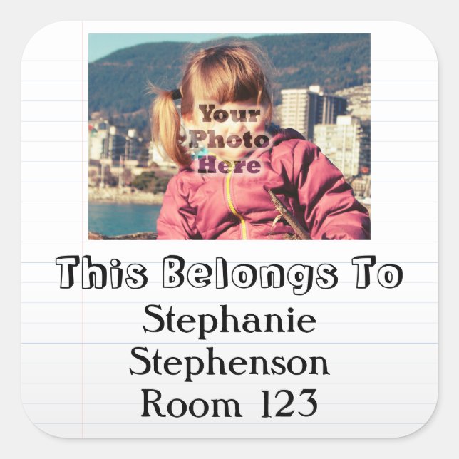 Custom Photo Personalized Name Kids School Label (Front)