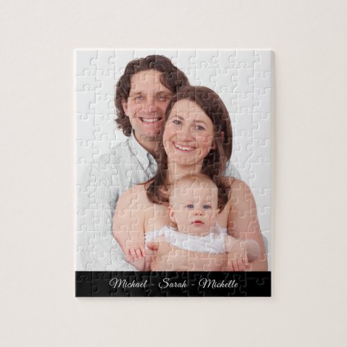 Custom Photo Personalized Name Script Text Jigsaw Puzzle